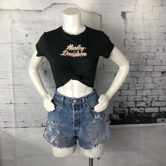 Levi’s 501’s Distressed Denim Shorts Paint 1266 - Picture 6 of 11